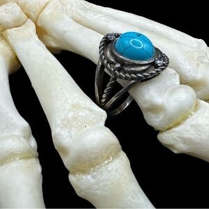 Vintage RJ8 Sterling Silver Howlite CZ Cocktail Ring Size 8